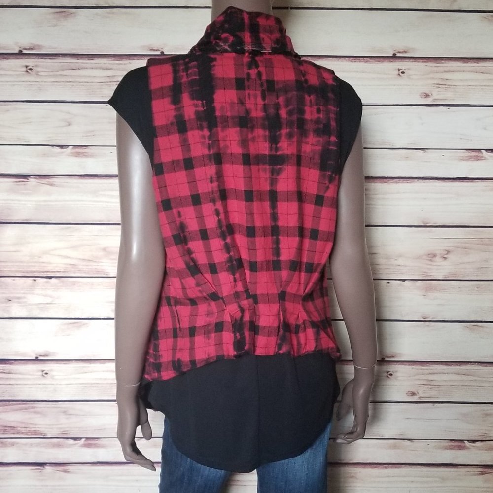 ANTHROPOLOGIE ELEVENSES Roxanne Red Plaid Vest - Picture 3 of 5